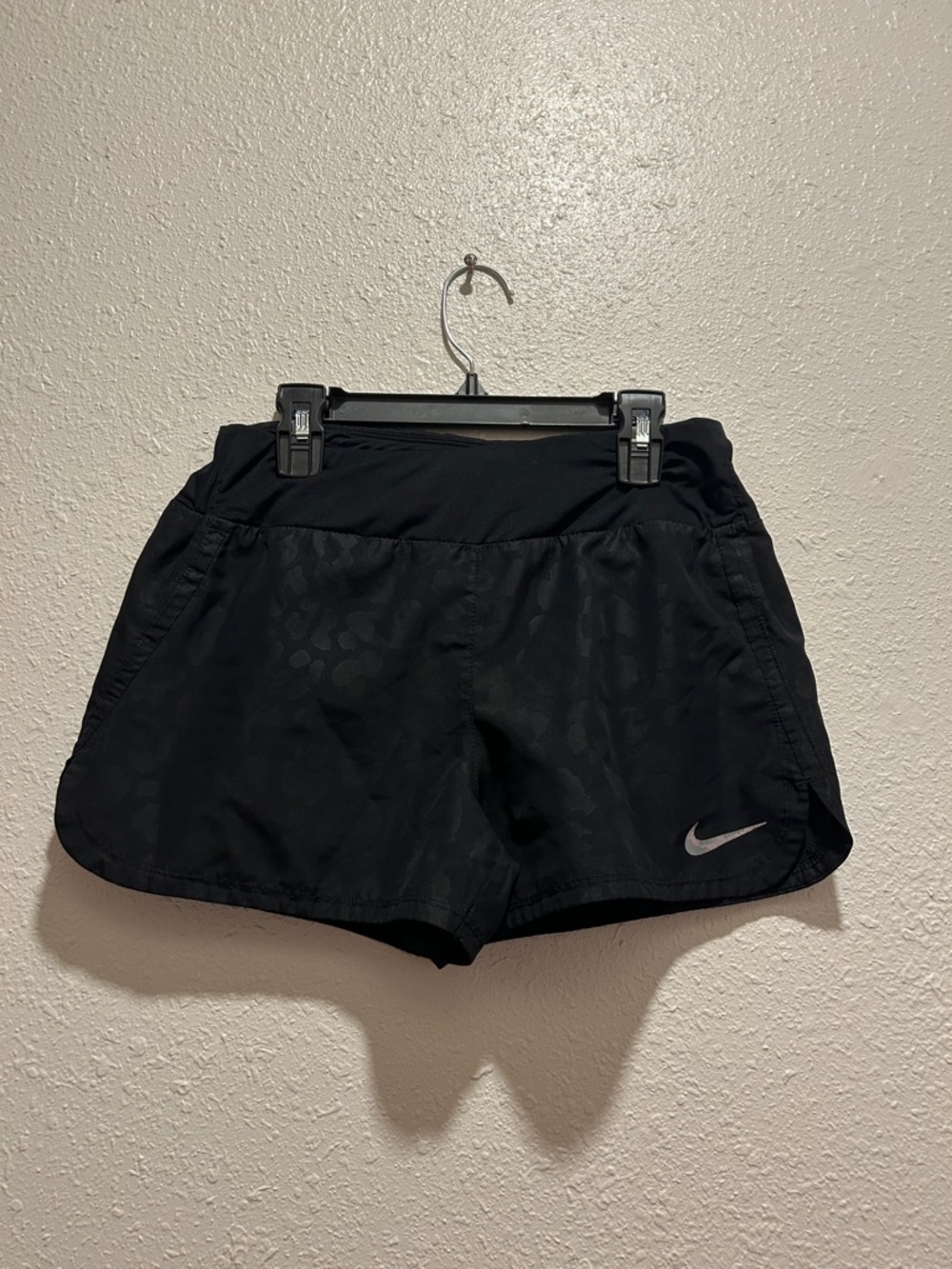 Nike Black cheetah print Women's Athletic Running Shorts with Reflective Swoosh